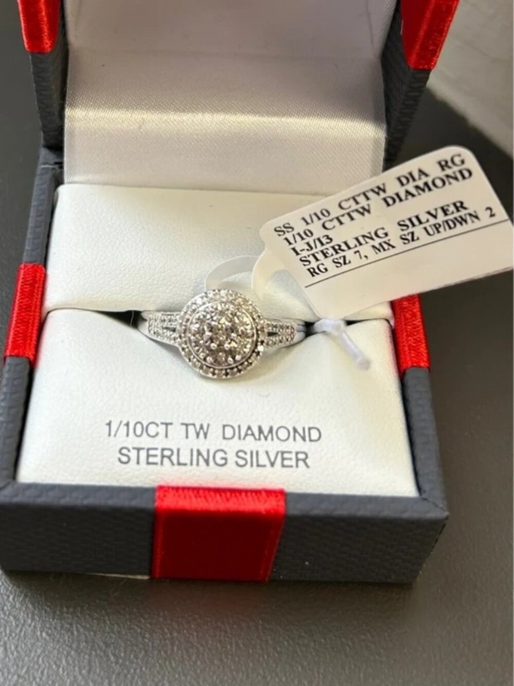 Sterling Silver White Diamond Halo Ring - 1/10 CTW
